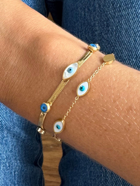 Evil Eye Snake Bracelet